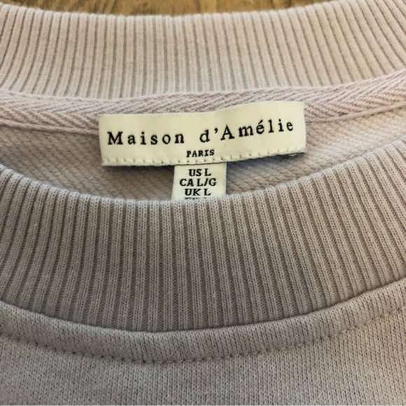 Womens Maison dAmélie balloon sleeve pale lilac sweatshirt size L - Picture 7 of 11